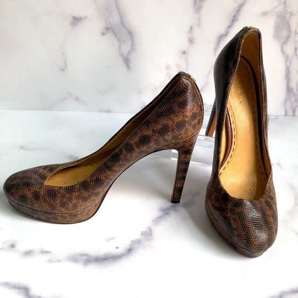 Coach Snakeskin Platform High Heel Pumps Brown Size 8.5B - Picture 16 of 16